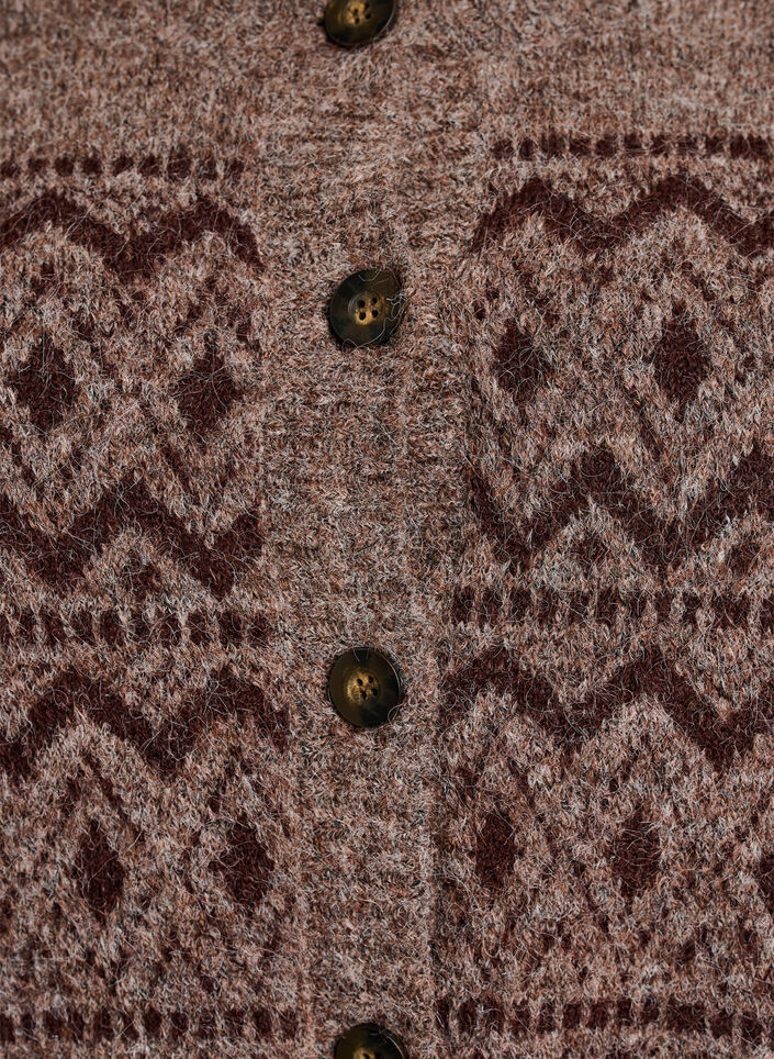 Jacquard pattern cardigan, Brown, Packshot