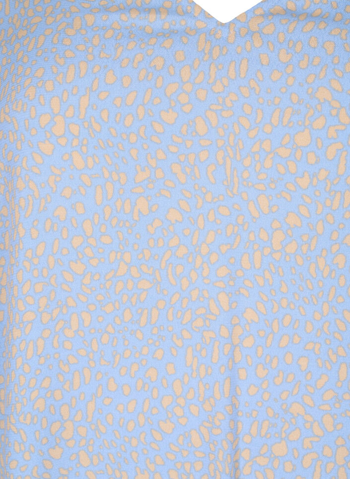 V-neck blouse in viscose with print, Light Blue, Packshot image number 2