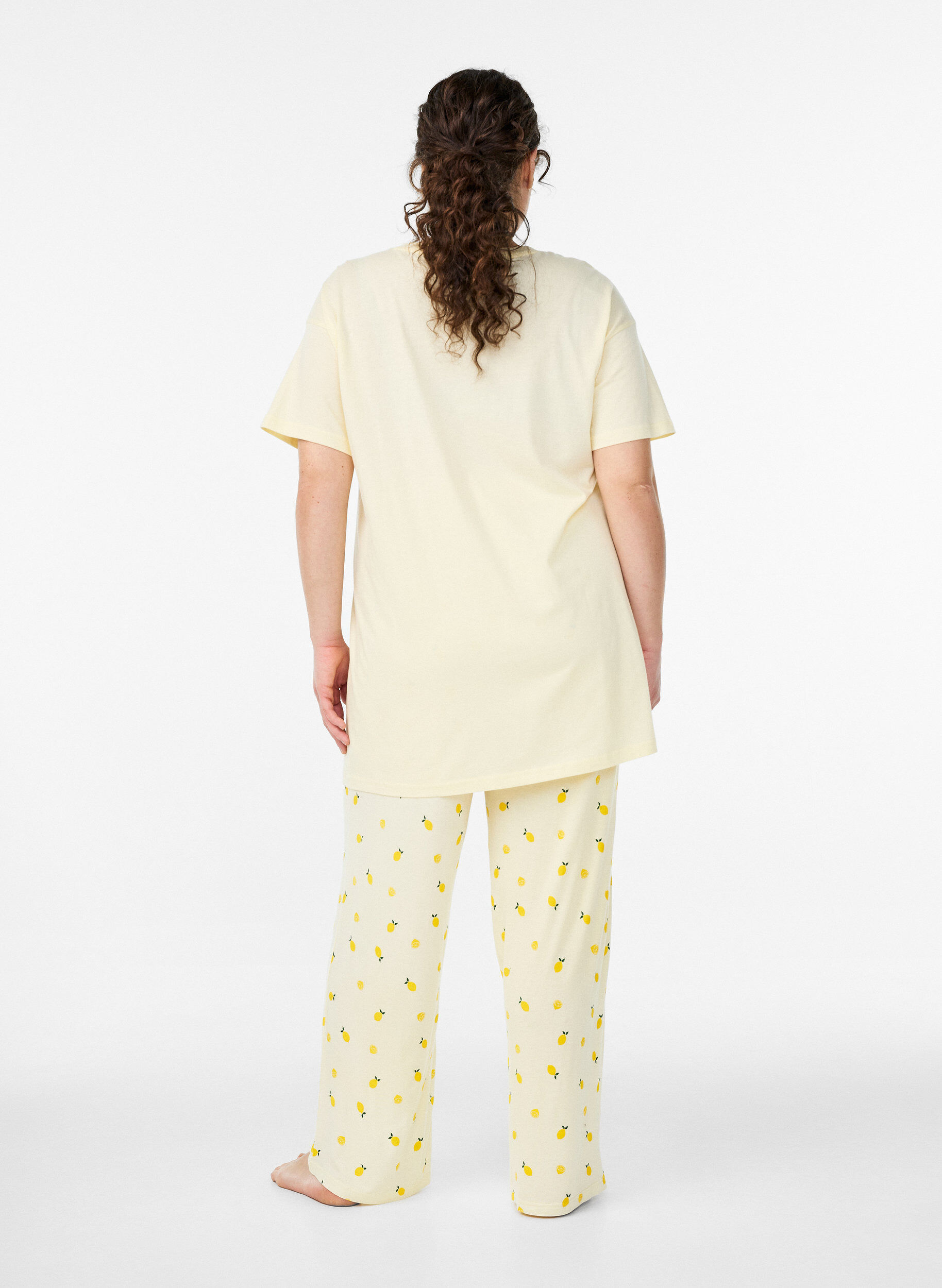 ZizzifashionPyjama trousers in soft jersey with high waist and fruit print, Yellow, Model image number 1