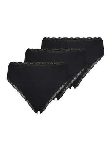 3-pack cotton thong, Black, Packshot image number 0