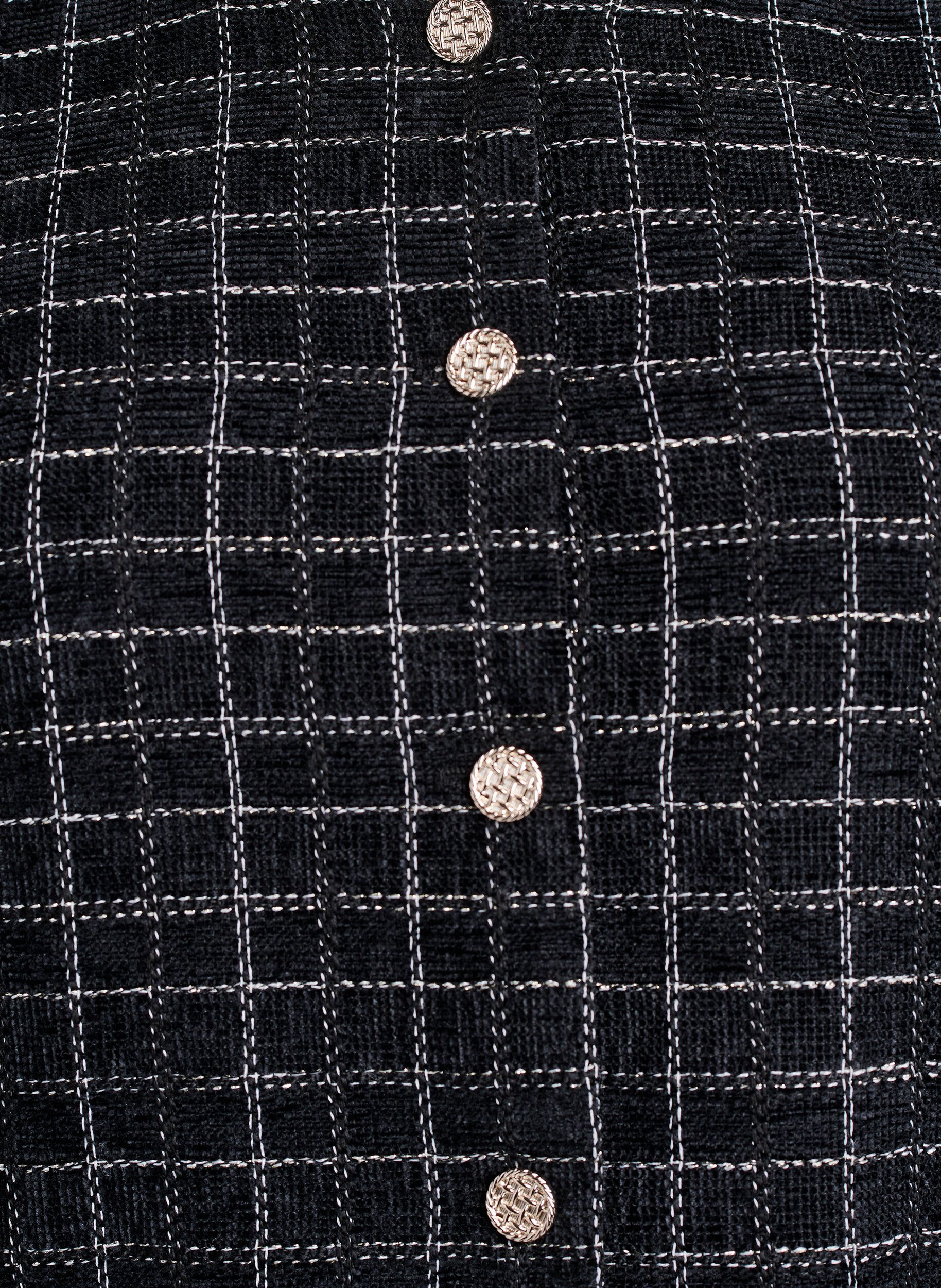Zizzifashion Short checked boucl&eacute; blazer with a round neck, Black, Packshot image number 2