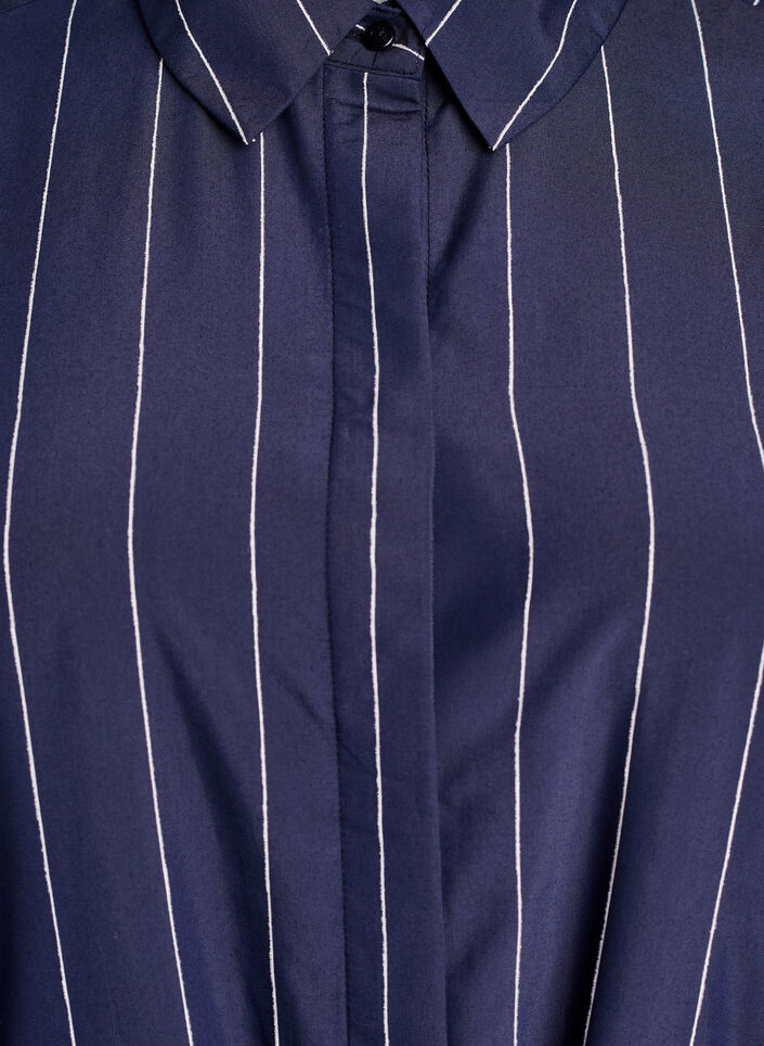 Long shirt with pinstripes and a tie-belt, Blue, Packshot image number 2