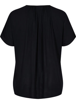 Short sleeves blouse in viscose, Black, Packshot image number 1