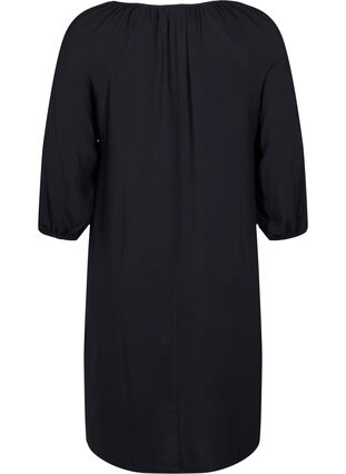 Viscose dress with v-neck, Black, Packshot image number 1
