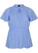 Cotton blouse with tie-string and elastic waist, Blue, Packshot image number 0