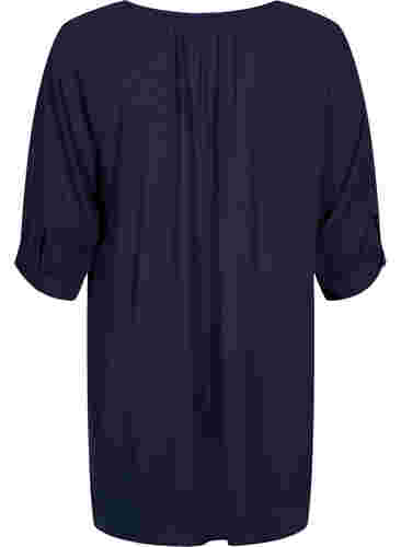 Viscose tunic with 3/4 sleeves, Navy Blazer, Packshot image number 1