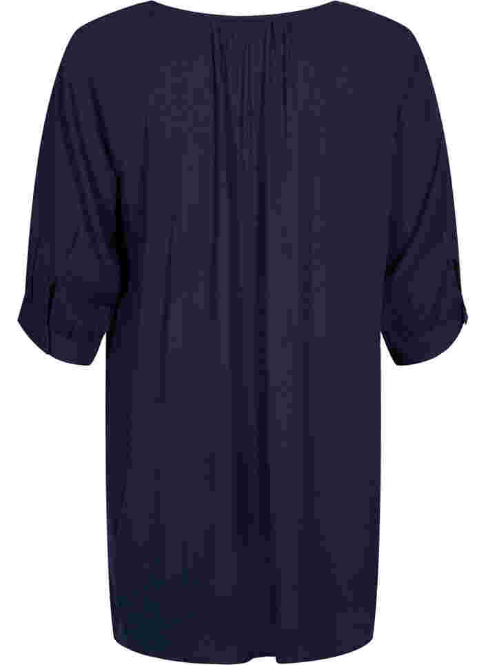 Viscose tunic with 3/4 sleeves, Navy Blazer, Packshot image number 1