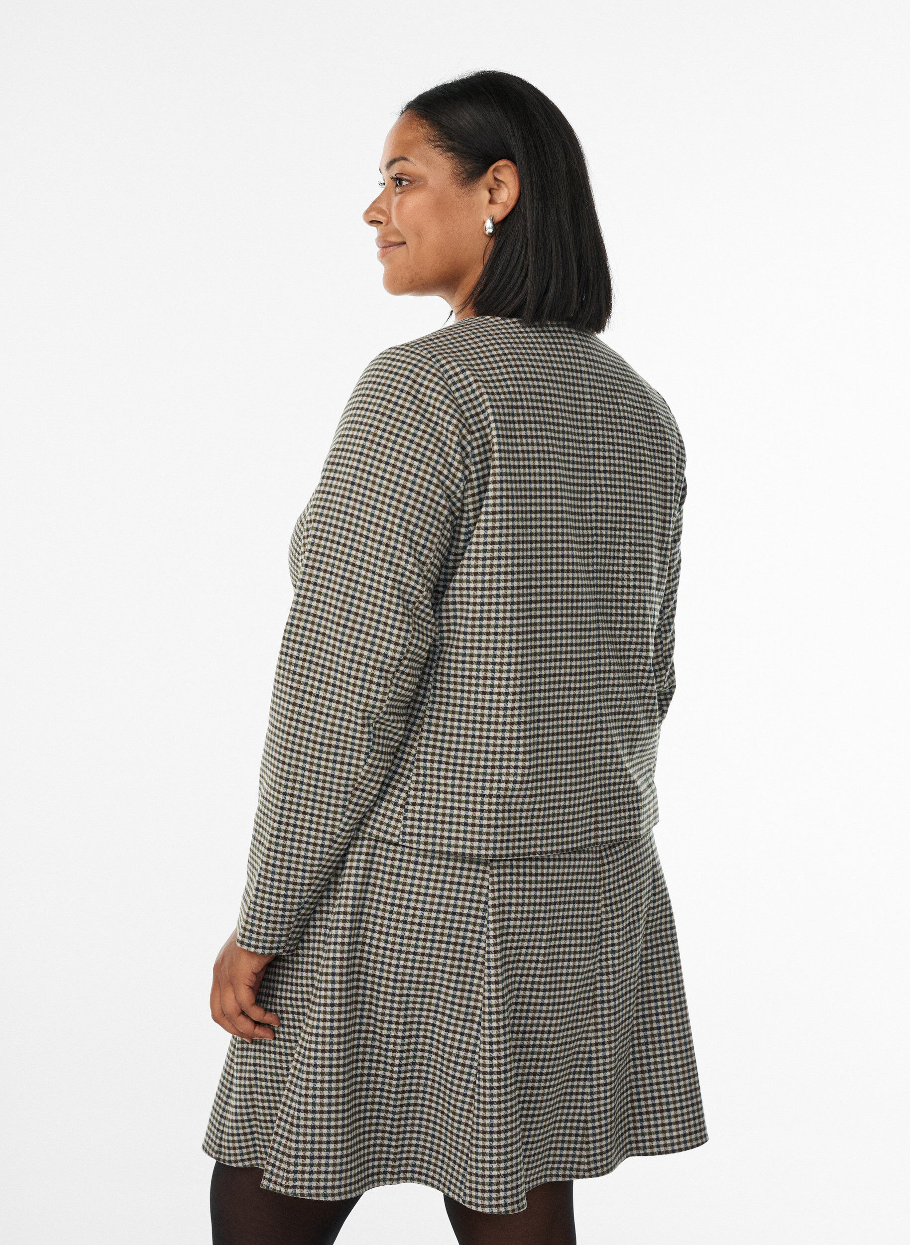 Zizzifashion Short jacket with gold-coloured buttons, Brown, Model image number 2