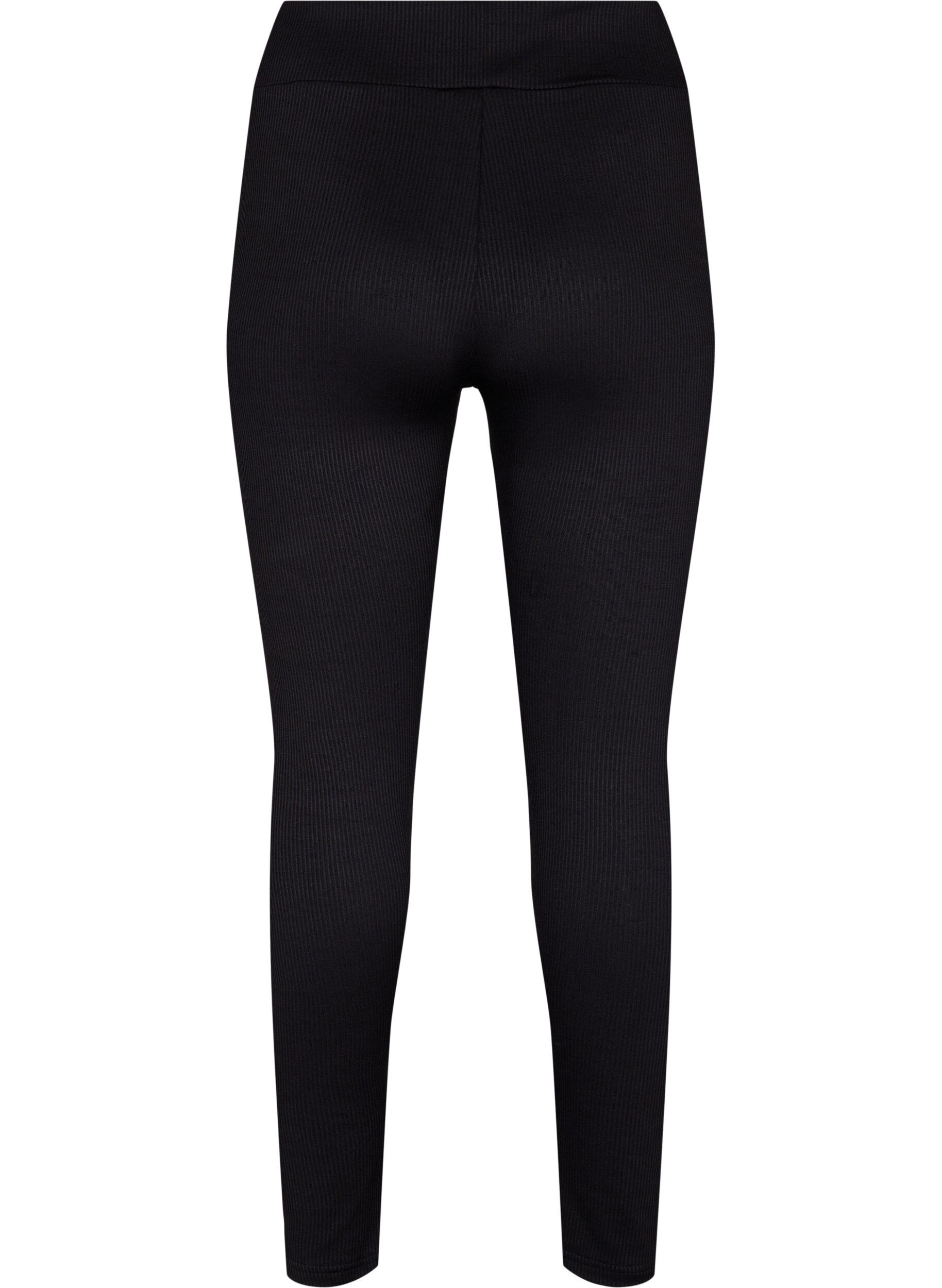 Zizzifashion Leggings with stretch and ribbed structure, Black, Packshot image number 1