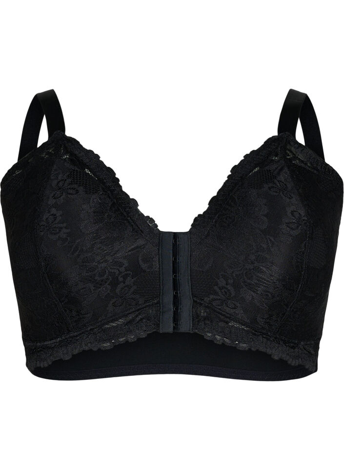 Lace bra with removable inserts - Black - Sz. 85E-115H - Zizzifashion
