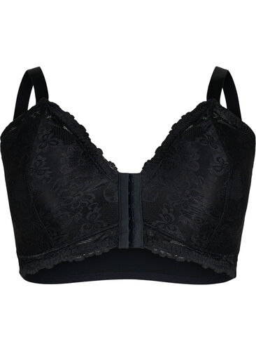 Lace bra with front closure, Black, Packshot image number 0