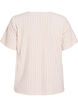 Blouse with short sleeves and striped texture, Beige, Packshot image number 1