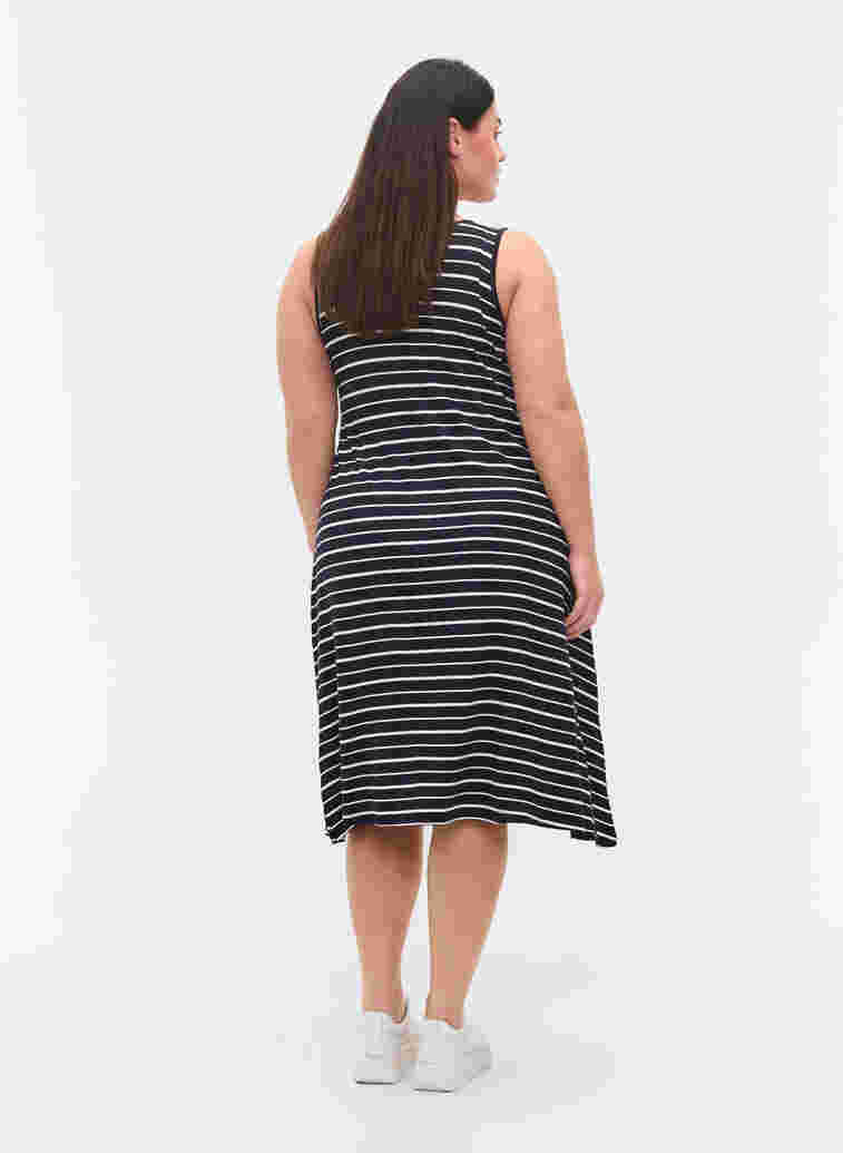 Striped viscose midi dress, Night Sky Stripe, Model image number 1