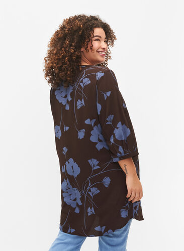 Floral tunic with 3/4 sleeves, Falcon Flower, Model image number 1