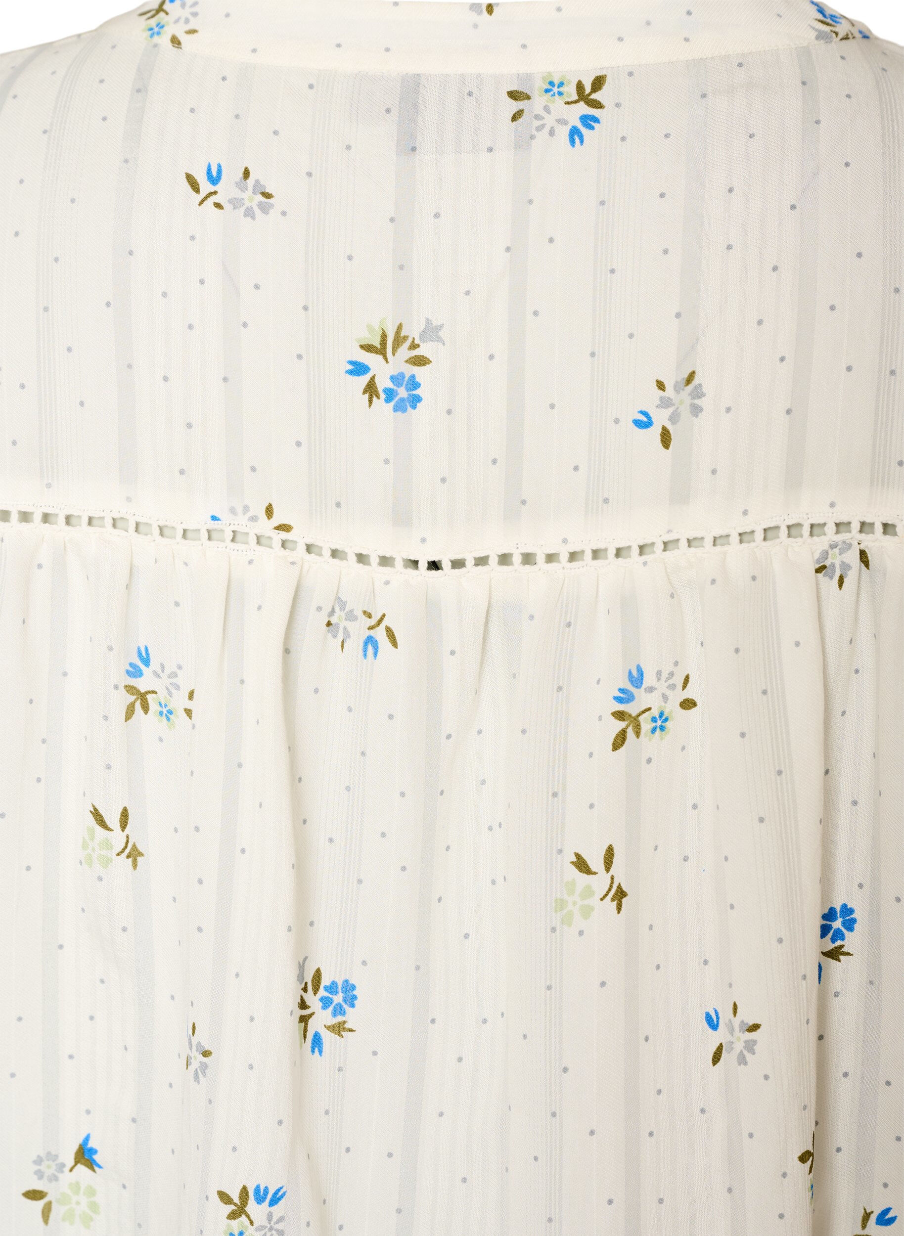 ZizzifashionShort viscose dress with lace trim and A-line cut, Vanilla, Packshot image number 3