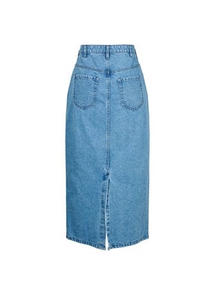 Midi-length denim skirt with back slit, Denim Blue, Packshot image number 1