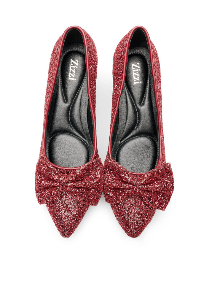 Glitter pump with bow, Red, Packshot image number 2