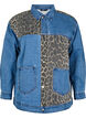 Denim shirt with leopard print details, Blue, Packshot image number 0