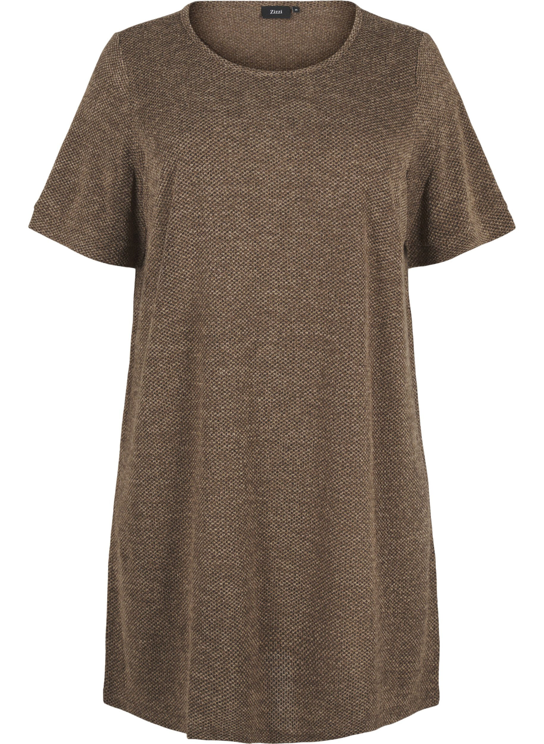 Zizzifashion T-shirt dress with short sleeves, Caribou, Packshot image number 0