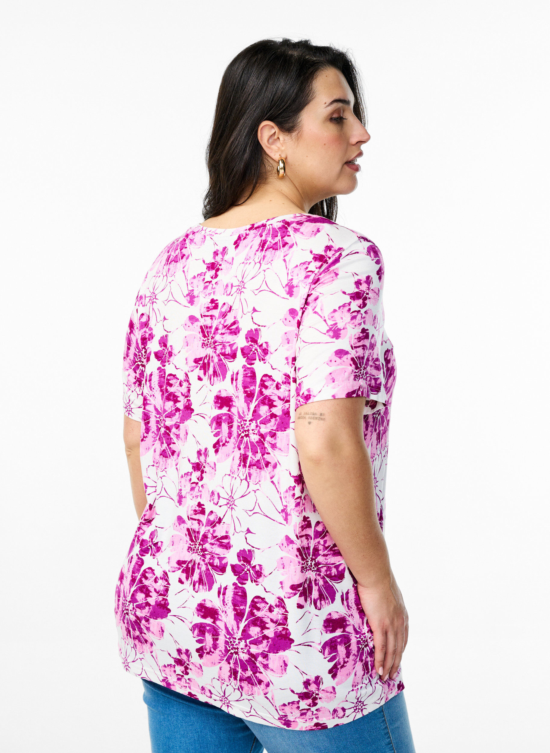 Zizzifashion T-shirt with floral print, Pink, Model image number 2