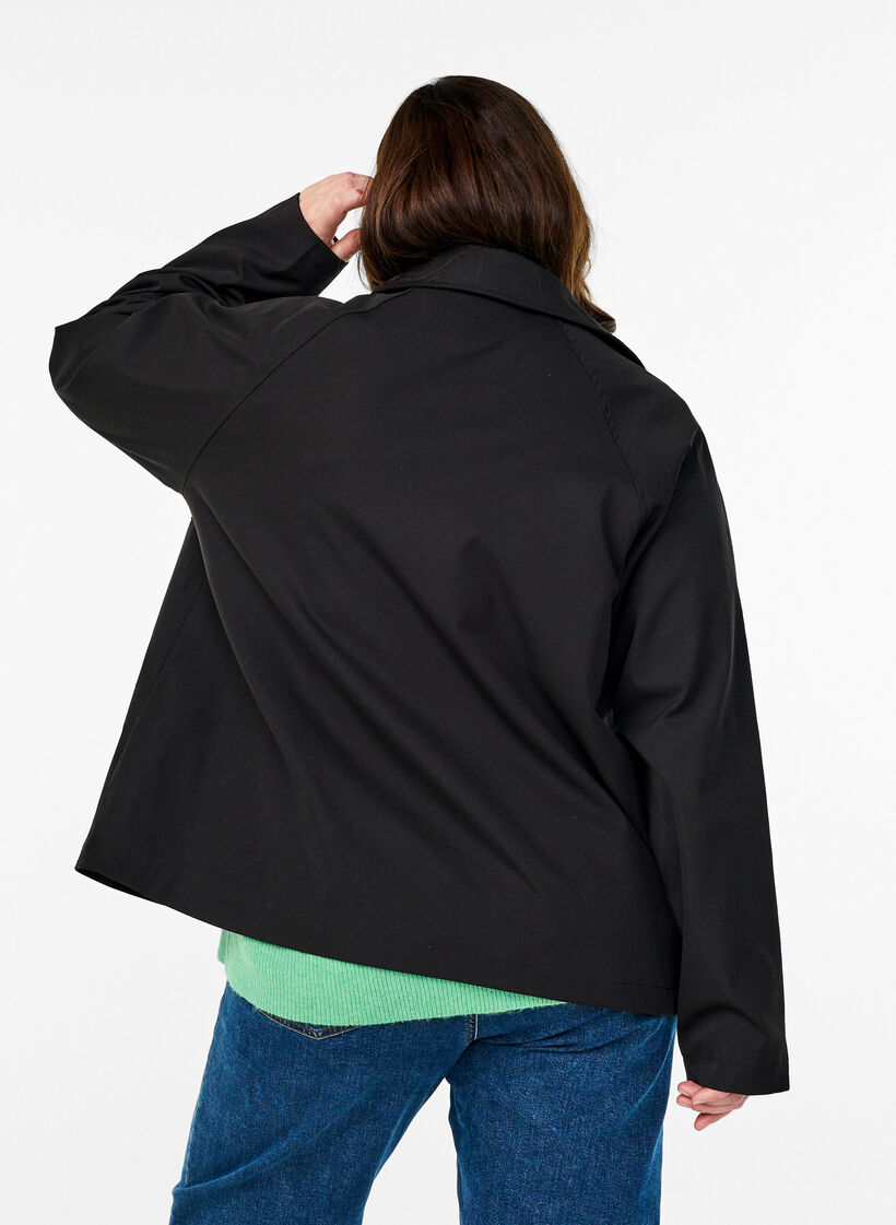 Short trench coat with pockets, Black, Model image number 2