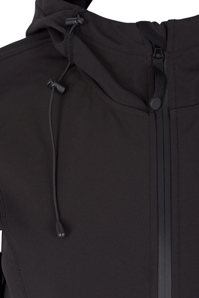 Short, hooded softshell jacket, Black, Packshot image number 2
