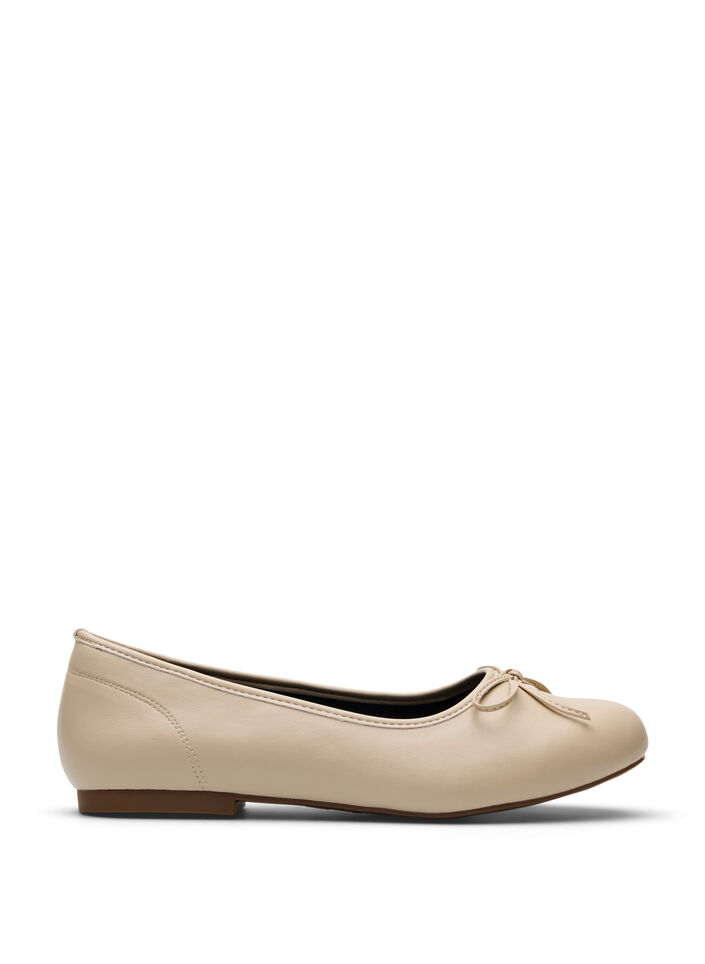 Wide fit - Ballerina with bow, Beige, Packshot image number 0