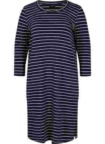 Striped cotton dress with slits