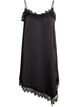 Satin-look dress with lace trim, Black, Packshot image number 0