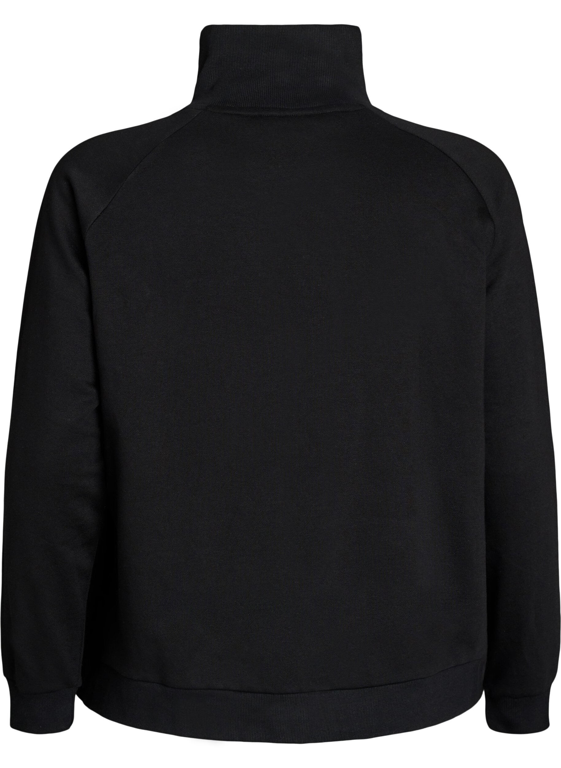 ZizzifashionSweat cardigan with high collar and zip, Black, Packshot image number 1