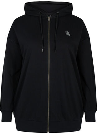 Cardigan with a hood and print, Black Human, Packshot image number 0