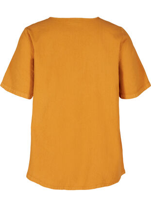 Short-sleeved blouse in cotton, Buckthorn Brown, Packshot image number 1