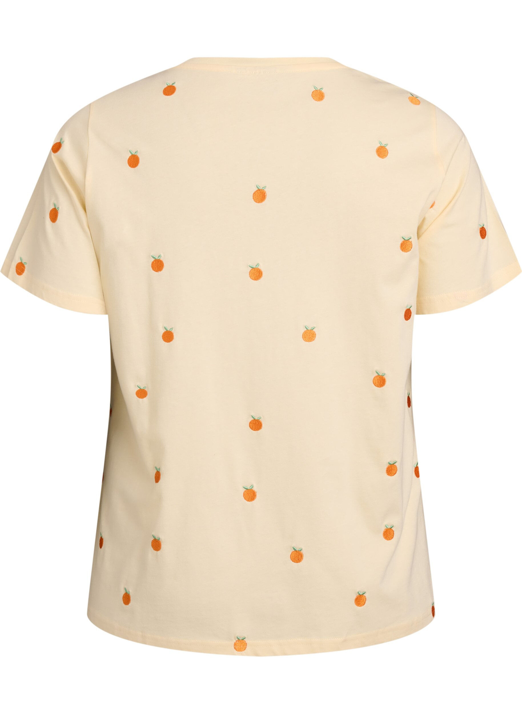 Zizzifashion T-shirt in organic cotton with embroidered motifs, Yellow, Packshot image number 1