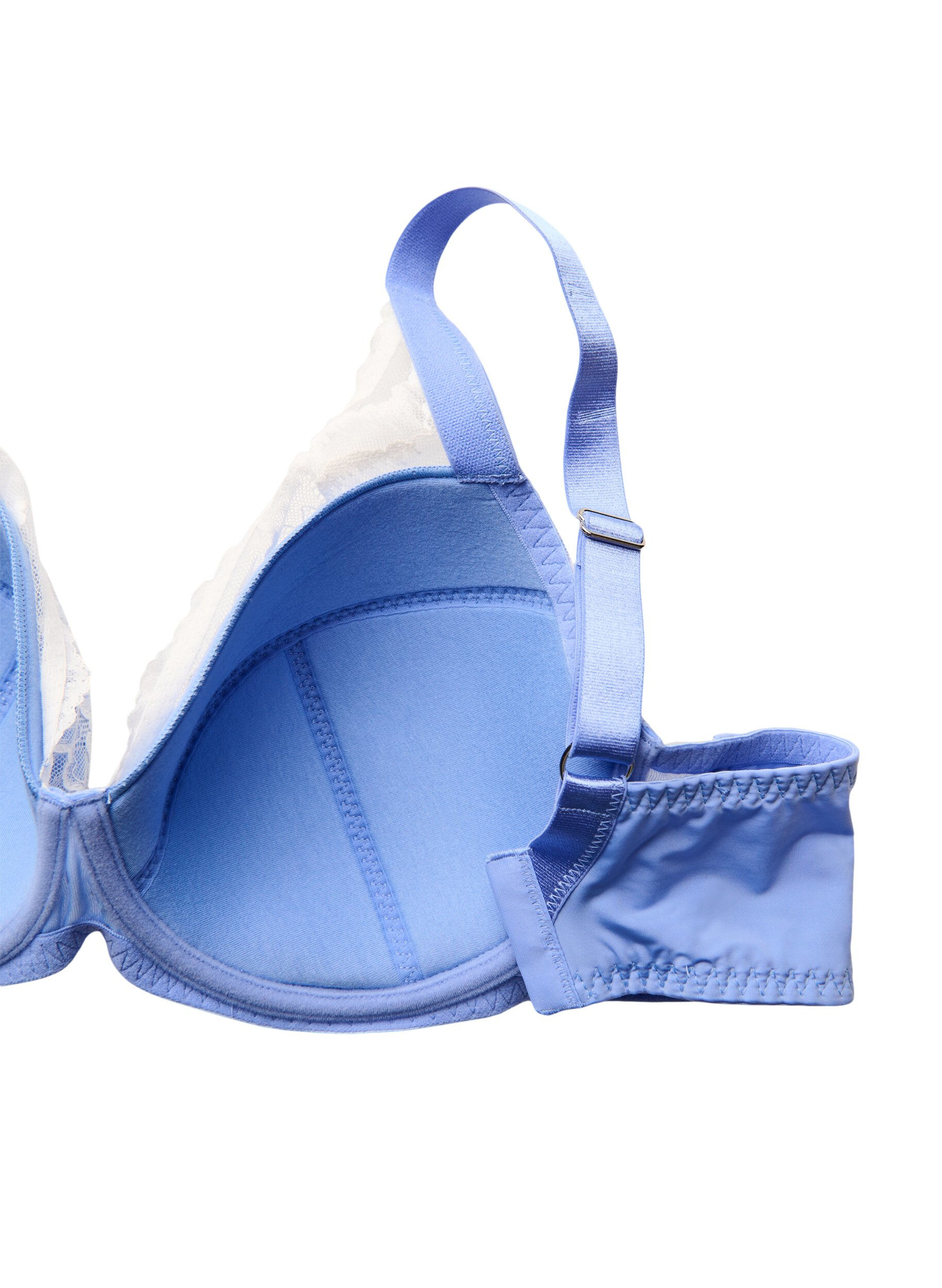 Zizzifashion Padded bra with lace and mesh, Blue, Packshot image number 3