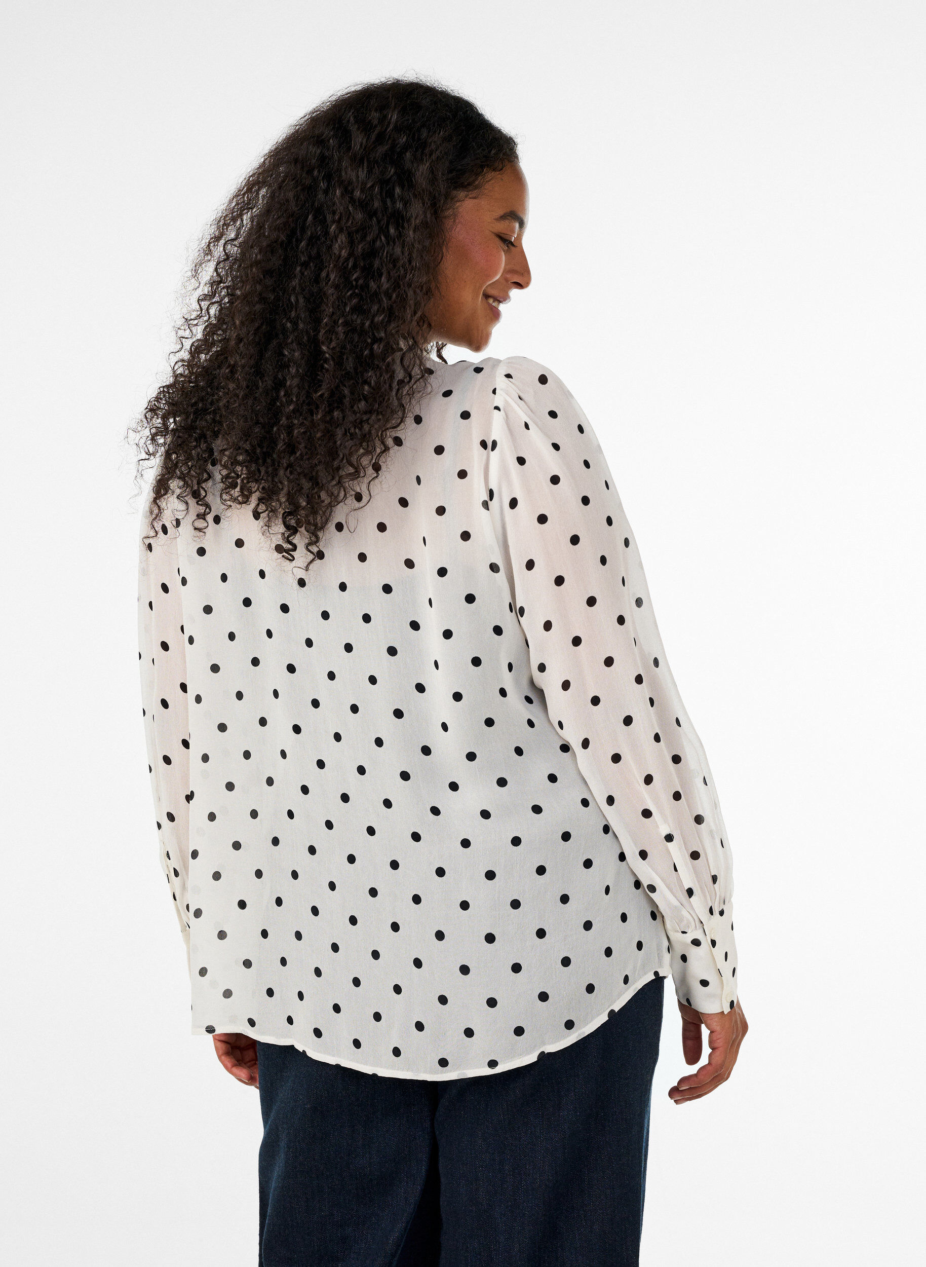 ZizzifashionViscose blouse with a ruffle collar, White, Model image number 2