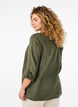 Cotton shirt blouse with a v-neck, Green, Model image number 2