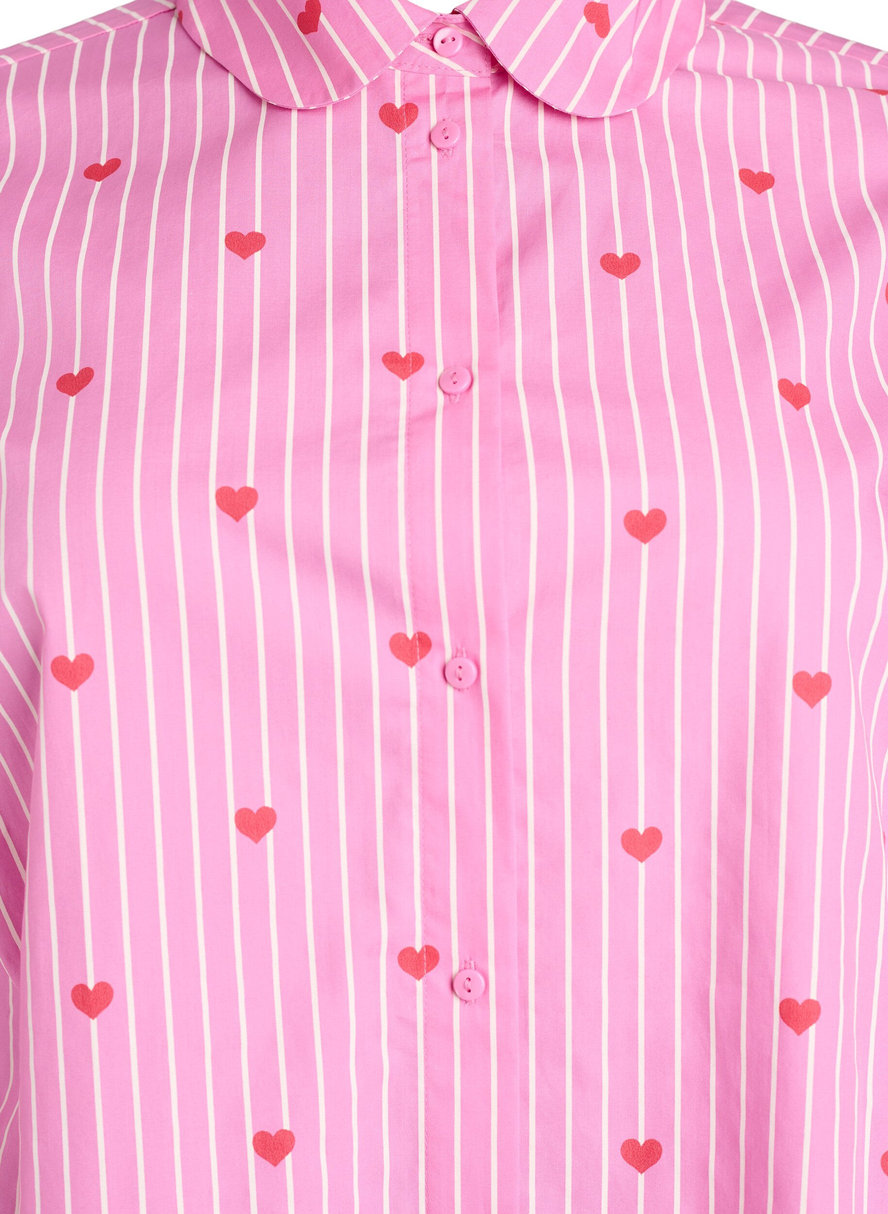 Zizzifashion Shirt blouse with stripes and hearts, Pink, Packshot image number 2
