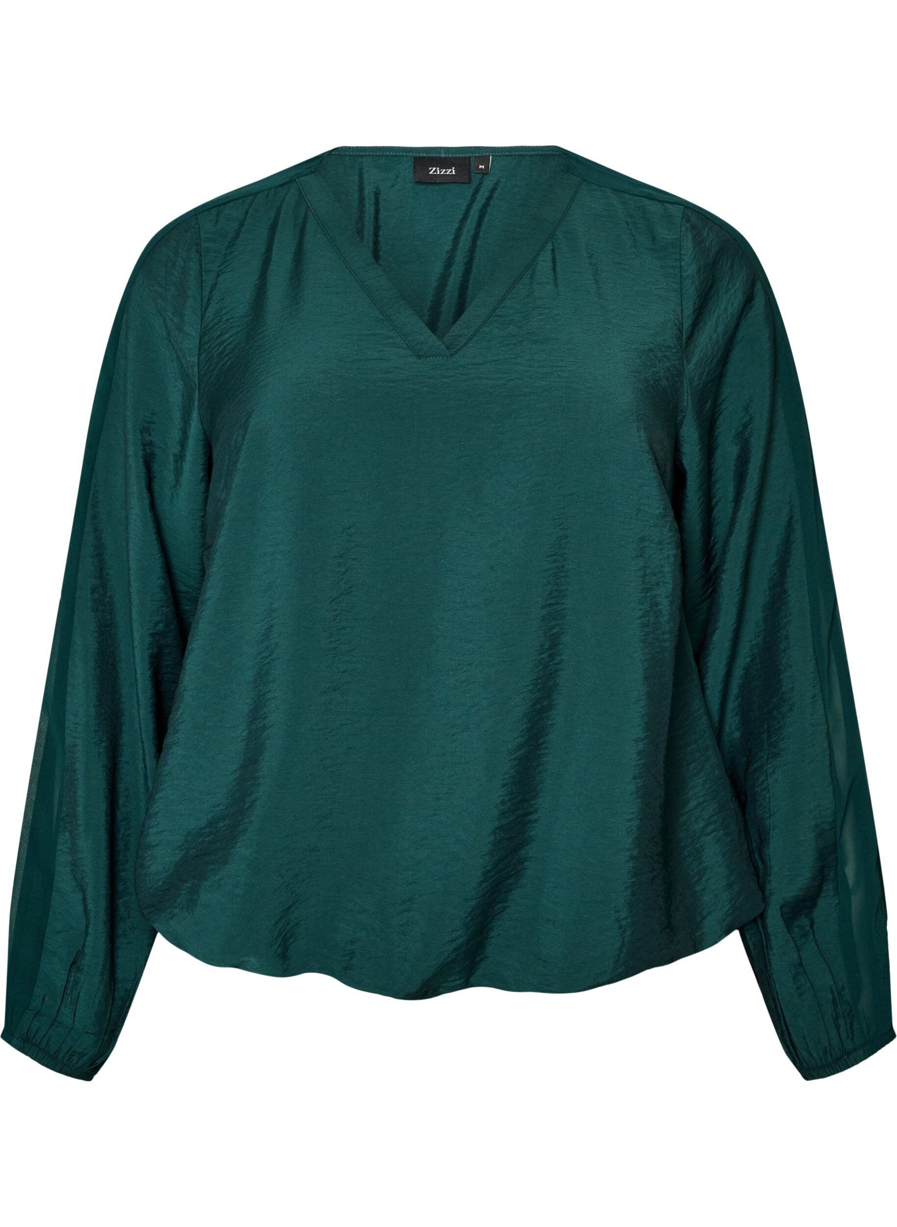 Blouse with balloon effect and chiffon details
