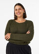 Jersey blouse with ribbed structure and long sleeves, Green, Model image number 0