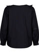 Blouse with ruffles and lace trim, Black, Packshot image number 1