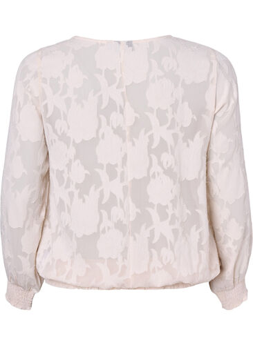 Jacquard blouse with smocking, Warm Off-white, Packshot image number 1