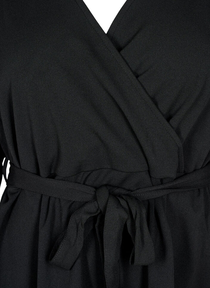 Wrap dress with ties, Black, Packshot image number 2