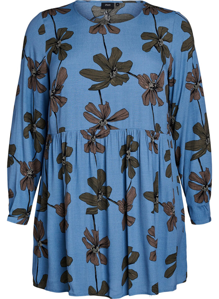 Long-sleeved tunic with a seam, Blue, Packshot image number 0