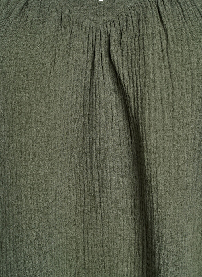 Cotton muslin blouse with 3/4 sleeves, Thyme, Packshot image number 2