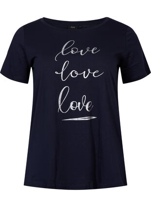 Short-sleeved cotton t-shirt with print, Night Sky Love Love, Packshot image number 0
