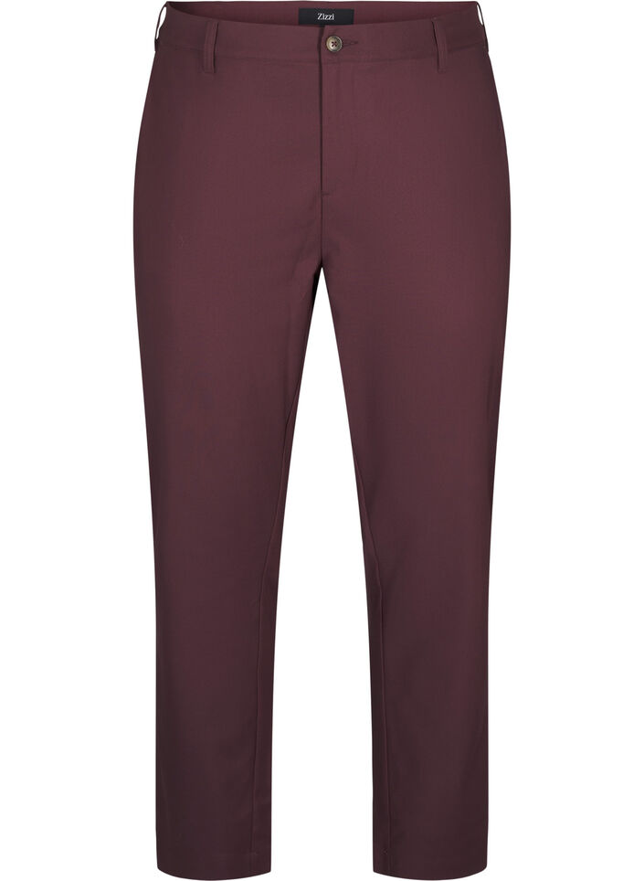 High-waisted trousers with straight legs, Dark Bordeaux, Packshot image number 0