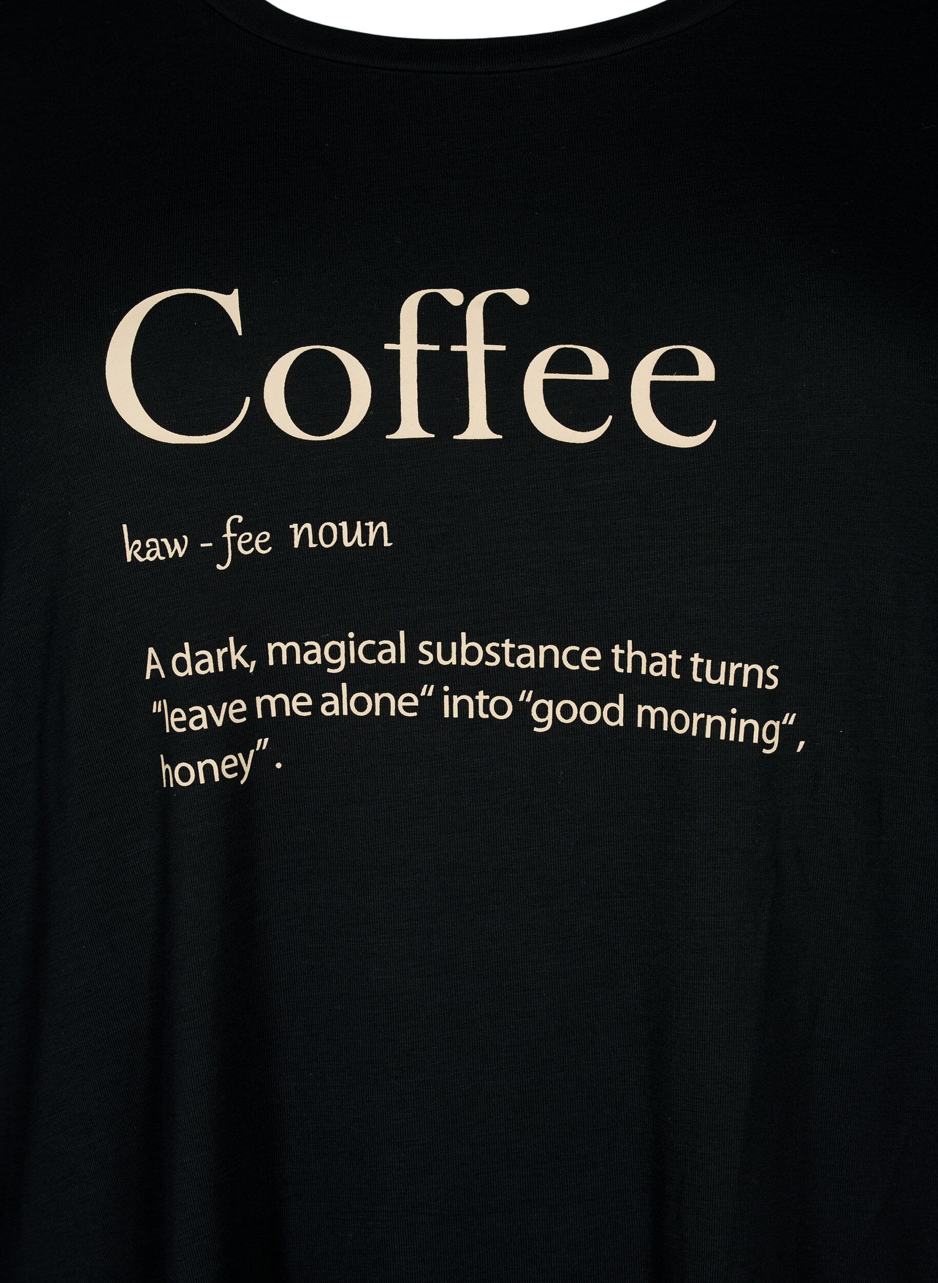 Zizzifashion Short-sleeved viscose night t-shirt, Black Coffee, Packshot image number 2