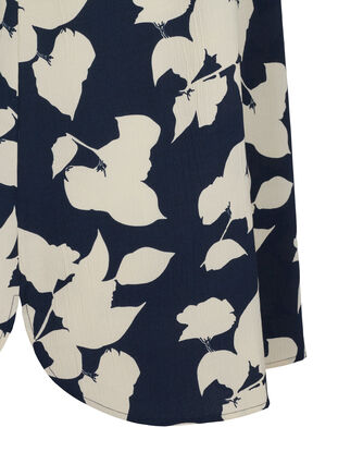 FLASH - Floral tunic with short sleeves, Blue White Flower, Packshot image number 3