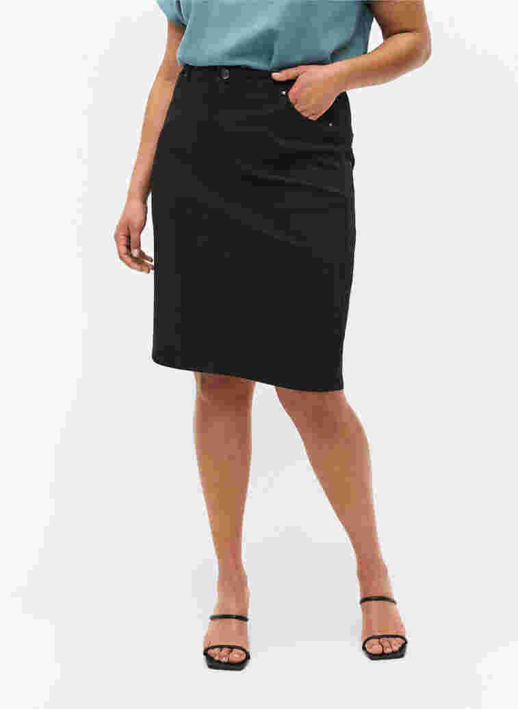 Close-fitting skirt with pockets, Black, Model image number 2