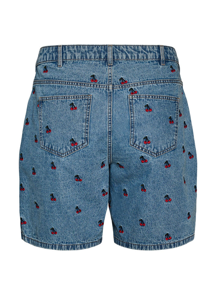 Embroidered denim shorts, Light Blue, Packshot image number 1